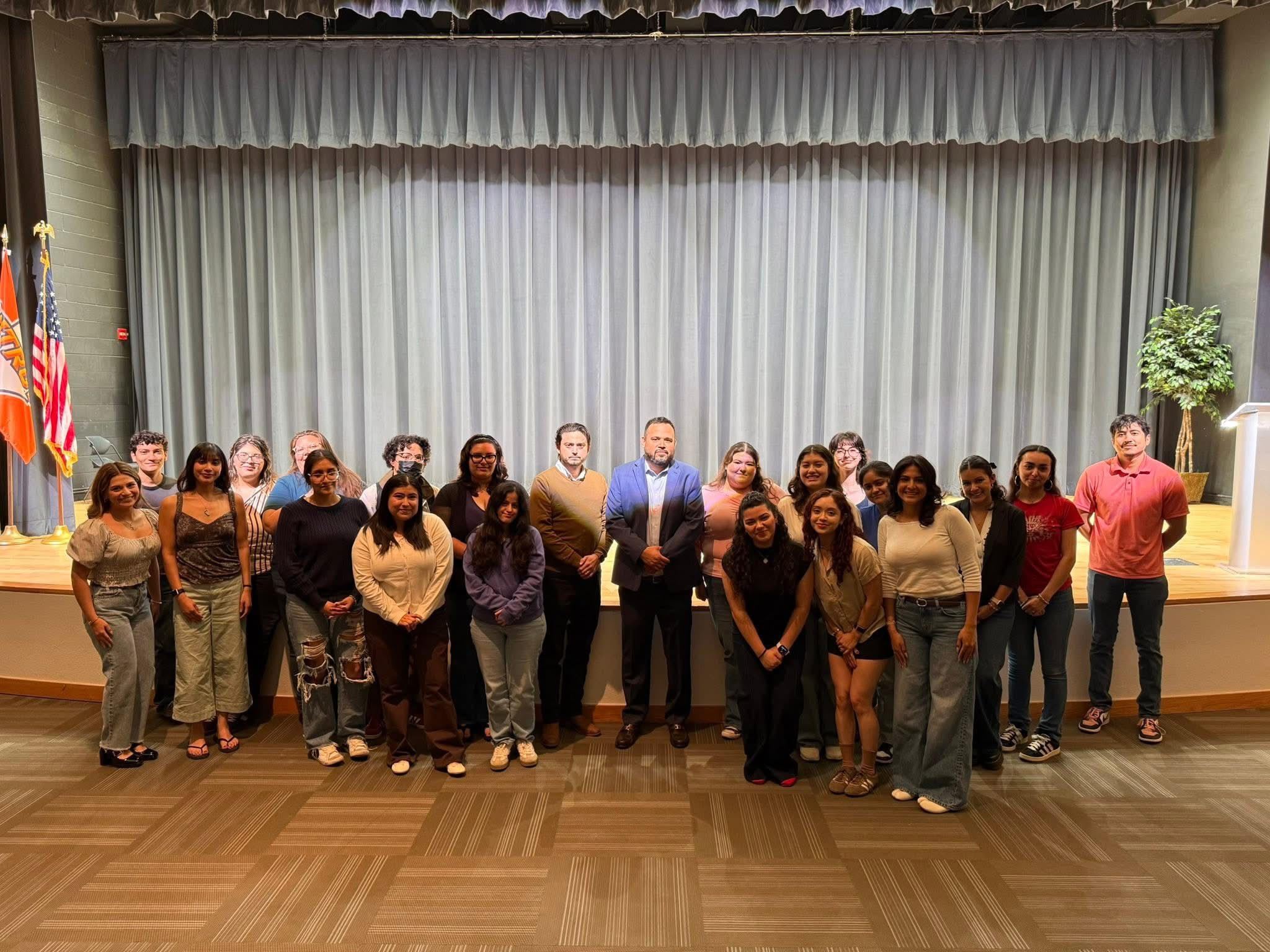 UTRGV Pre-Law Society group with local personal injury attorney Chris Sanchez
